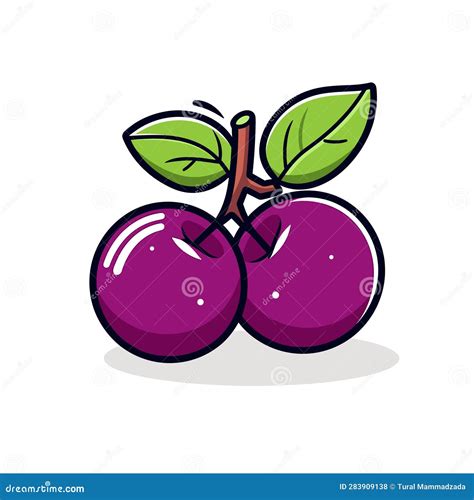 Vector Of Two Cherries With Leaves On A White Background Stock Vector