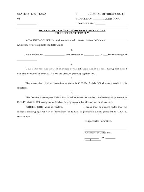 Louisiana Motion To Dismiss Doc Template Pdffiller