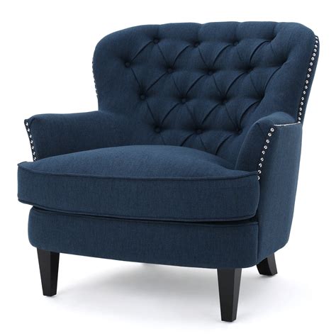 Grands Fabric Club Chair Dark Blue