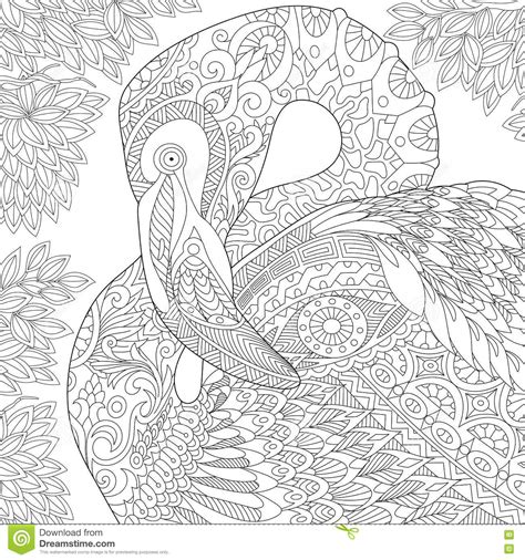 Happy birthday balloons coloring pages. Zentangle Stylized Flamingo Stock Vector - Illustration of ...