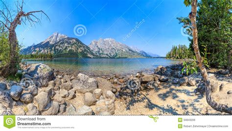 Jenny Lake Panorama Grand Teton National Park Stock Photo Image Of