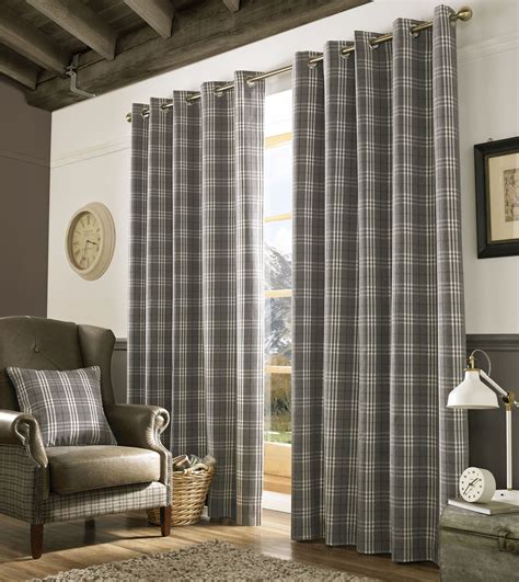 Choose from contactless same day delivery, drive up and more. Grey Cream Tartan Plaid Ready Made Eyelet Lined Curtain ...