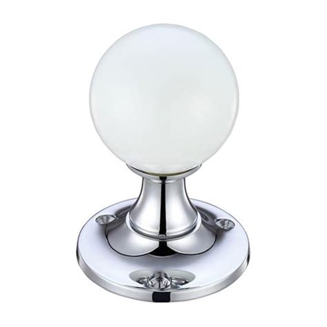 white glass ball door knob 60mm rose