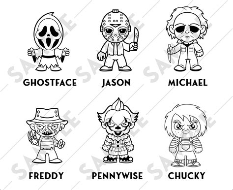 Halloween Horror Movie Killers Chibi Characters Scream Etsy