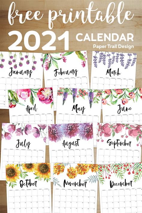 January 2021 Calendar Printable Free Monthly Floral Monthly 2021
