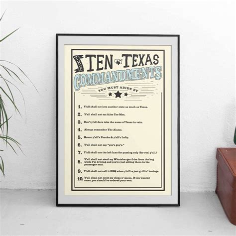 Texas Ten Commandments Print Texas Ten Commandments Ten