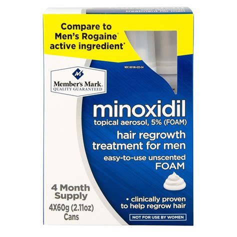 Member S Mark Minoxidil 5 Foam Hair Regrowth Treatment For Men 2 11 Oz 4 Ct