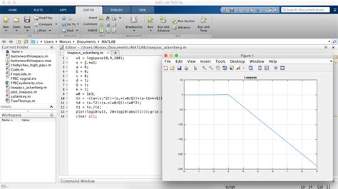 Derive And Plot A Low Pass Transfer Function On Matlab