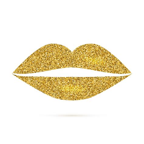 premium vector golden lips isolated on white background shiny gold glitter lip icon woman s