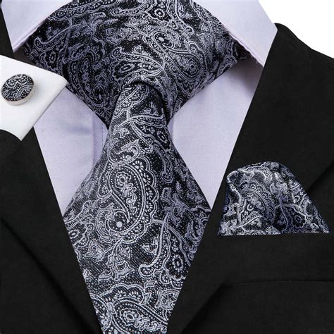 Hi Tie Designer Brand Men Ties 100 Silk Hand Made Jacquard Woven Gray