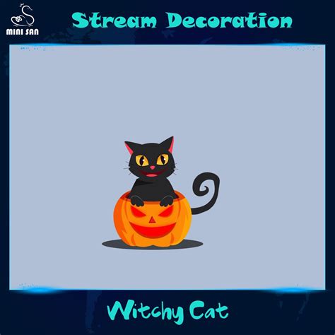 Witchy Black Cat Animated Stream Decorations Halloween Animated Black