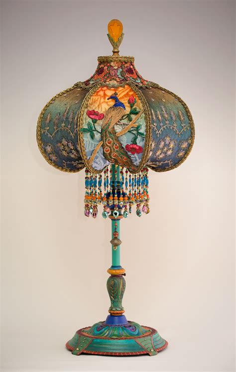 nightshades detail  peacock victorian lamp  shade