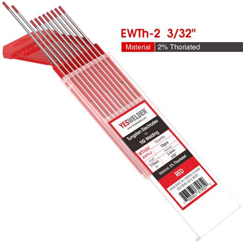 10 Pk TIG Welding Tungsten Electrode 2 Thoriated Red WT20 1 6 2 4 3