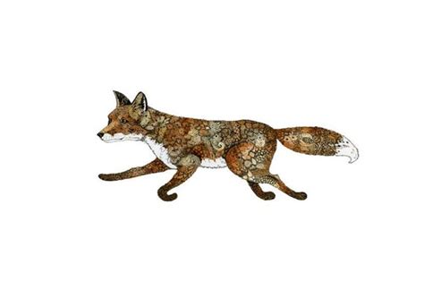 Items Similar To Fox Giclee Art Print Running Fox Illustration 5x7 On Etsy