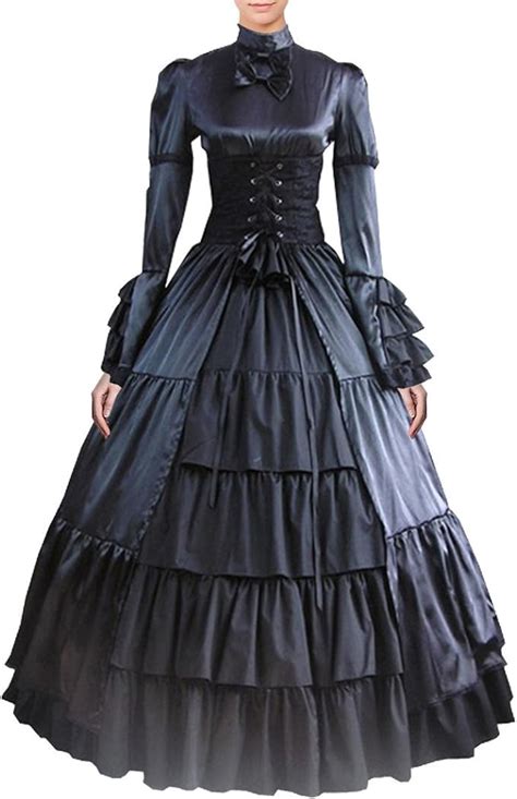Fancy Dress Store Partiss Women Bowknot Stand Collar Gothic Victorian