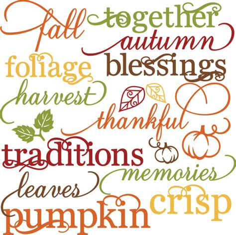 Fall Words Set Svg Autumn Svg File Svg Files For Scrapbooking Cute