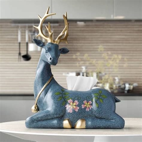 Luxury Resin Deer Statues For Home Decor Tissue Box Holder Cover