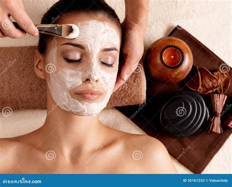 Spa Therapy For Woman Receiving Facial Mask Stock Image Image 35161233