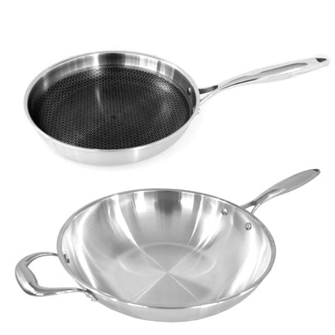 Stainless Steel Wok And Pan Set Induction Compatible Chefs Quality