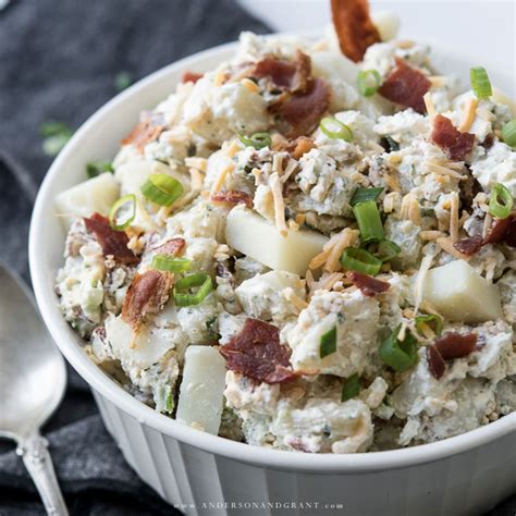 Top potatoes with reserved chives and onion. Bacon, Ranch, and Sour Cream Potato Salad Recipe ...