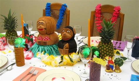 Hawaiian Luau And Pink Flamingo Dinner Party Decorating Tropical Party