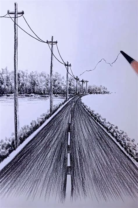 Hármas Szundikálás Igazi Road Sketch Drawing Fokhagyma Társadalmi Időszakos
