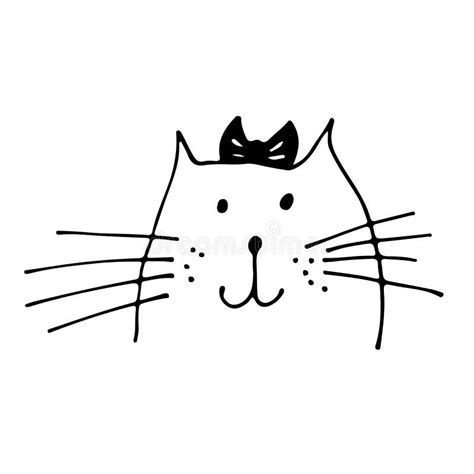 Cat Face Vector Illustration Hand Drawn Sketch Cat Stock Vector