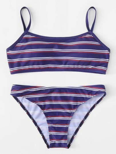 Cami Top With Striped Bikini Set Gestreifter Bikini Bikini Sommer