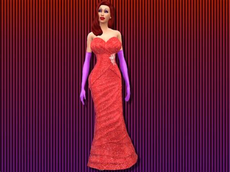 The Sims Resource Red Strapless Glitter Dress