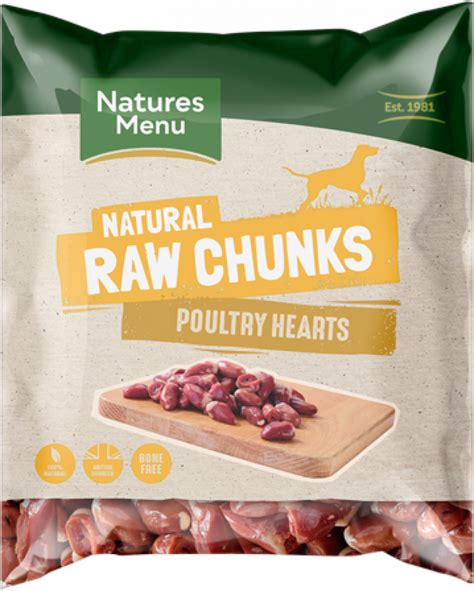 Natures menu is the market leader in complete and complementary natural raw and raw inspired pet foods. Poultry Heart Chunks (BPH) - Natural Dog Food | Natures ...
