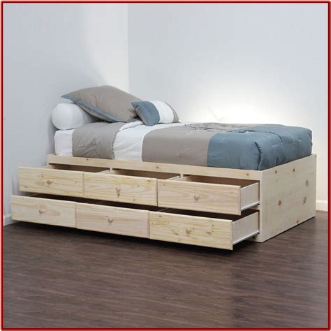 Twin Bed With Storage Drawers Frame Bookcase Headboard Platform Contemporary Bedroom Home