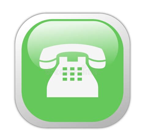 Glassy Green Square Telephone Icon Stock Illustration Illustration Of