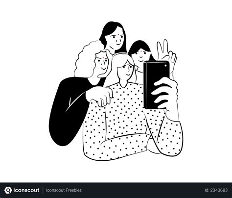 Free Girls taking selfie Illustration download in PNG & Vector format