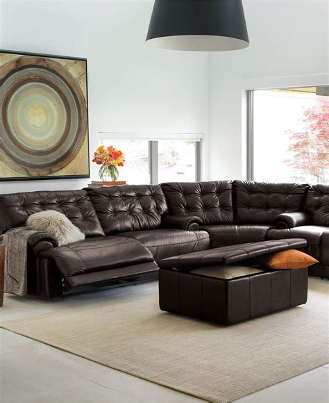 Living Rooms With Leather Sectionals Black Leather Reclining