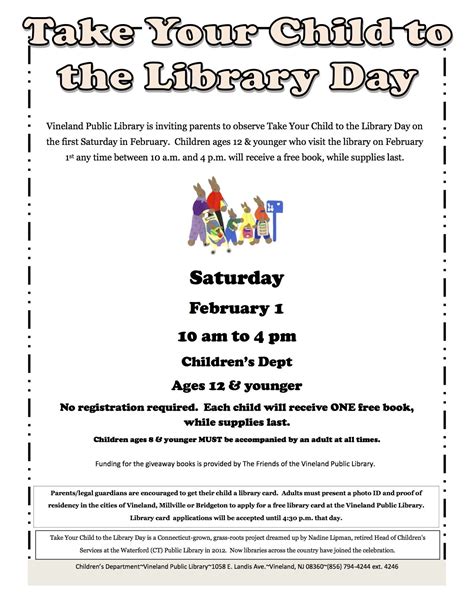 Celebrate Take Your Child To The Library Day Sat Feb 1 With