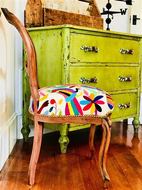 Eclectic Boho Side Chair Etsy Funky Painted Furniture Paint