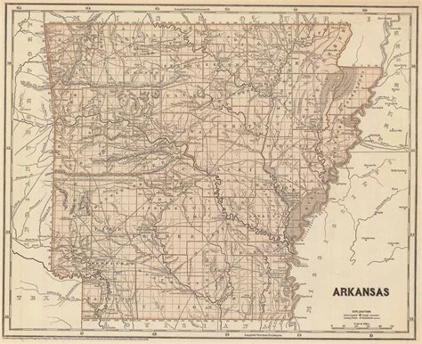 Large Wall Map Of Arkansas Counties Towns 1960s Era American Map Co