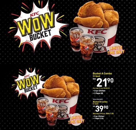 Find the latest kfc promo codes and discount codes here. KFC Malaysia WOW Bucket From only RM21.90