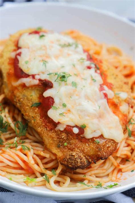 Spray everything with nonstick cooking spray. Baked Chicken Parmesan on top of spaghetti in 2020 ...