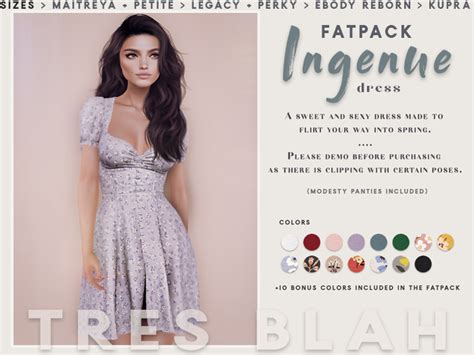 Second Life Marketplace Tres Blah Ingenue Dress Fatpack