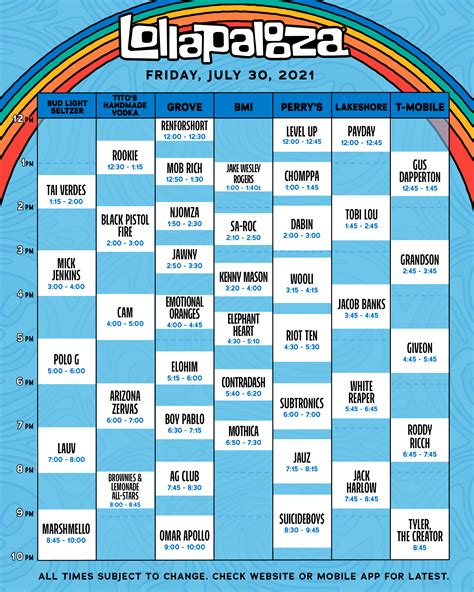Lollapalooza 2021 Lineup & Schedule, Chicago -Fiery Trippers
