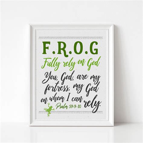 Frog Fully Rely On God Kids Bible Verse Print Kids Etsy
