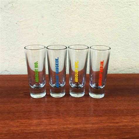 Vodka Absolut 4 Collectable Shot Glasses With City Names Retro So It Is