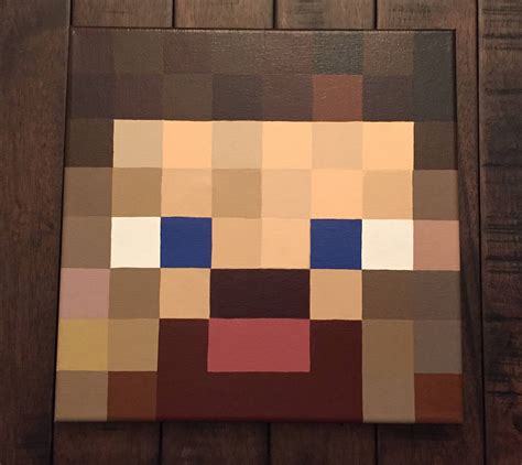 Hand Painted Pixel Art Steve Inspired By Minecraft Etsy