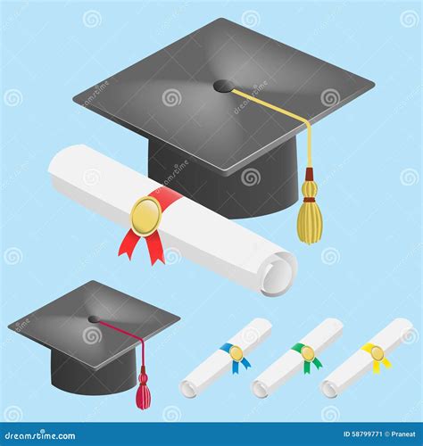 Graduation Cap And Diploma Scroll Stock Vector Illustration Of Gold
