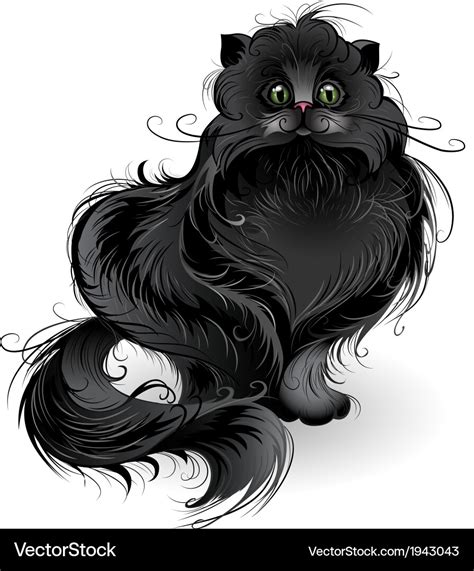 Fluffy Black Cat Royalty Free Vector Image Vectorstock