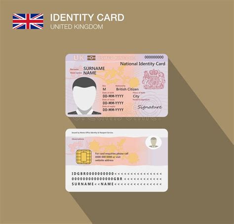 United Kingdom National Identity Card Front And Back View Stock Vector