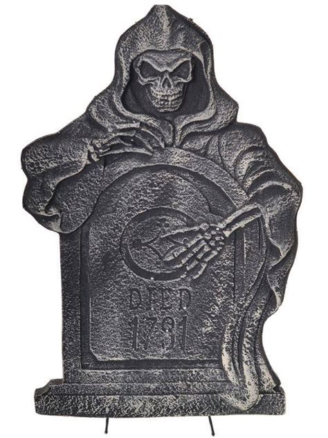 Grey Foam Grim Reaper Tombstone Decoration