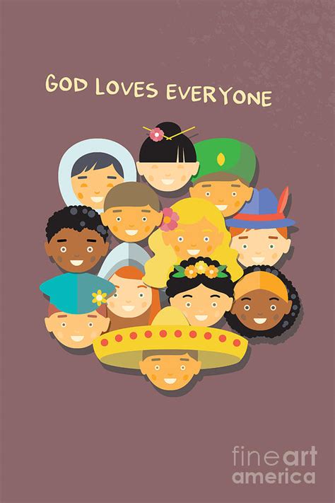 God Loves Everyone Inspiration Christian Poster For Children Digital