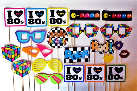 22 piece i love the 80s photobooth props by sweetlolliprops fiestas temáticas de los 80